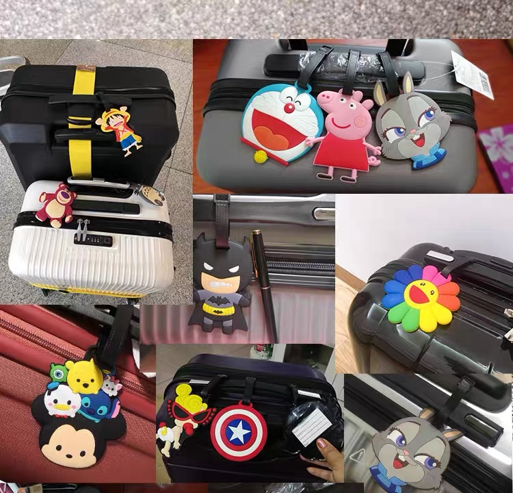 Soft Silicone Cartoon shapes Luggage Name Tag Travel Student Bag Name ...