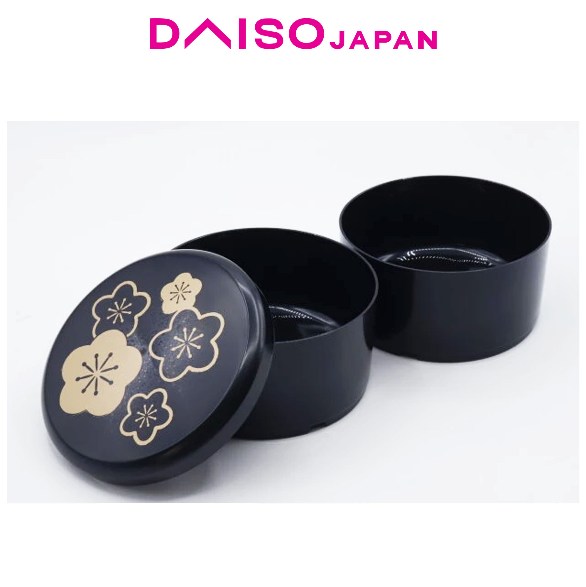 Daiso 2-Tier Round Stacking Bento Box with Plum Design (1200ml ...