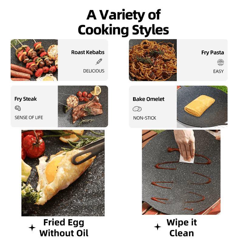 CQW.NO1 Nonstick Stone Cooker Round Grill Pan Baking Plate Outdoor BBQ