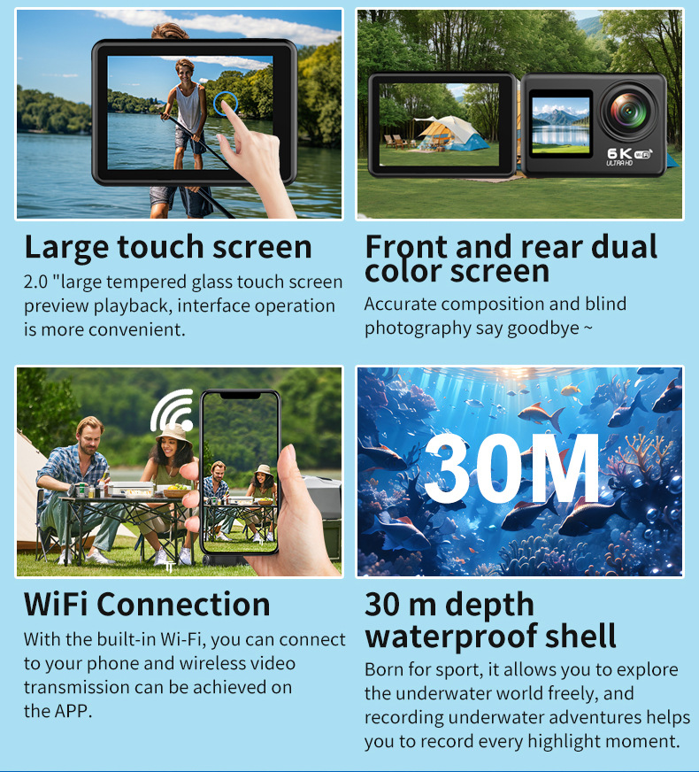 Alston A12 PRO 6K HD action camera Sports Underwater Video Wireless ...