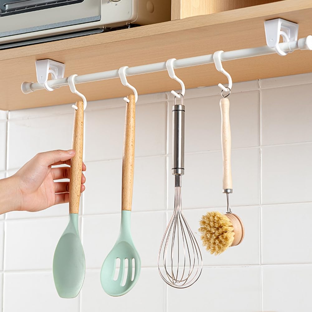 2Pcs Rotating Curtain Rod Holder Clamp Hooks Self Adhesive Clothes Rail ...