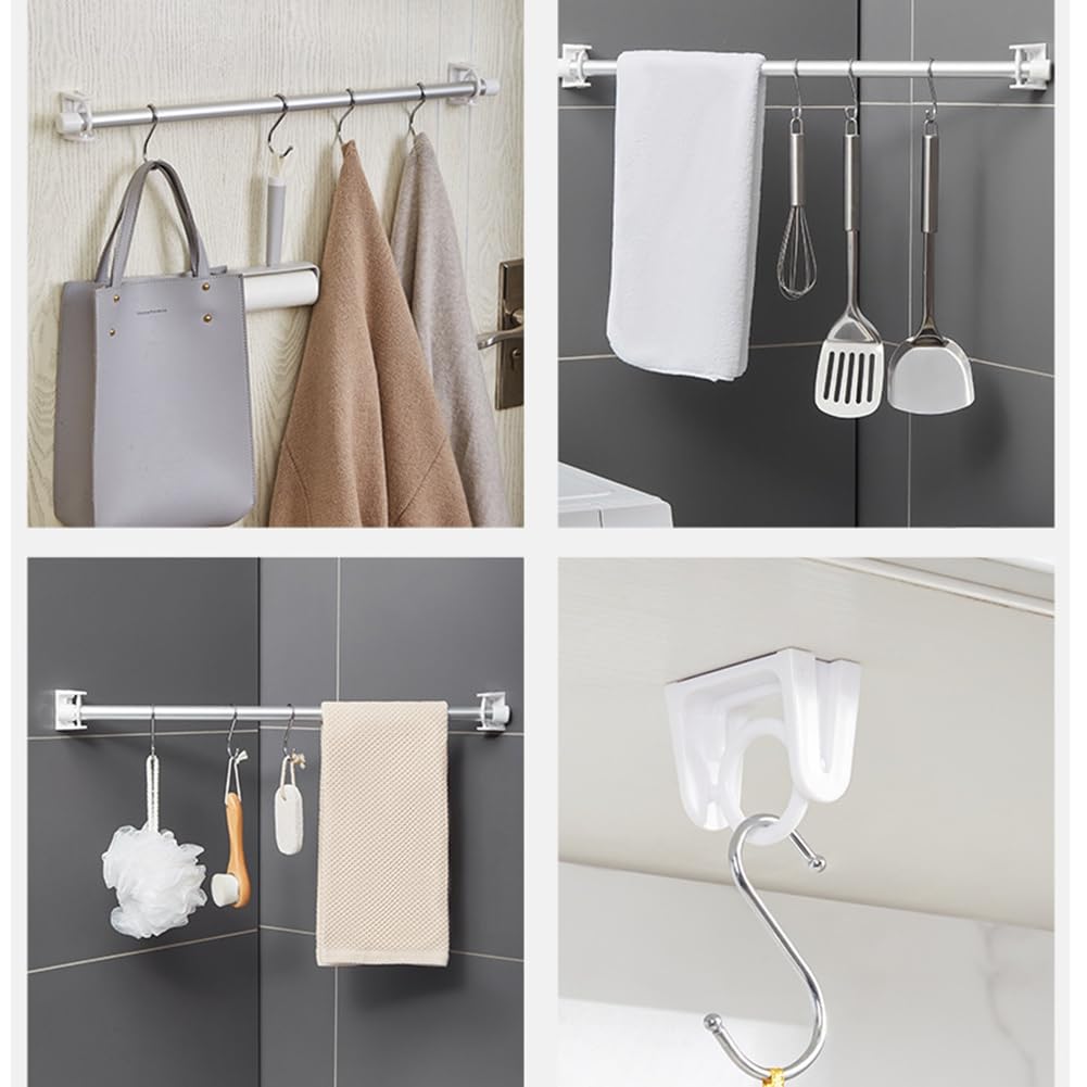 2Pcs Rotating Curtain Rod Holder Clamp Hooks Self Adhesive Clothes Rail ...