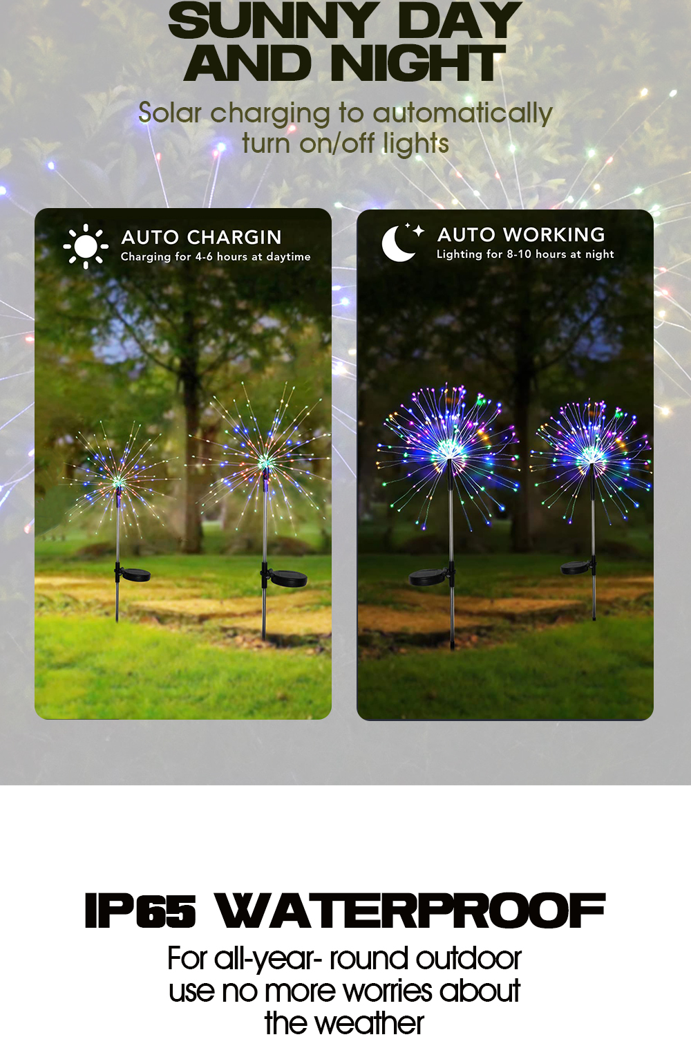 OOKAS Solar Firework Led Light Solar Christmas Lights Outdoor