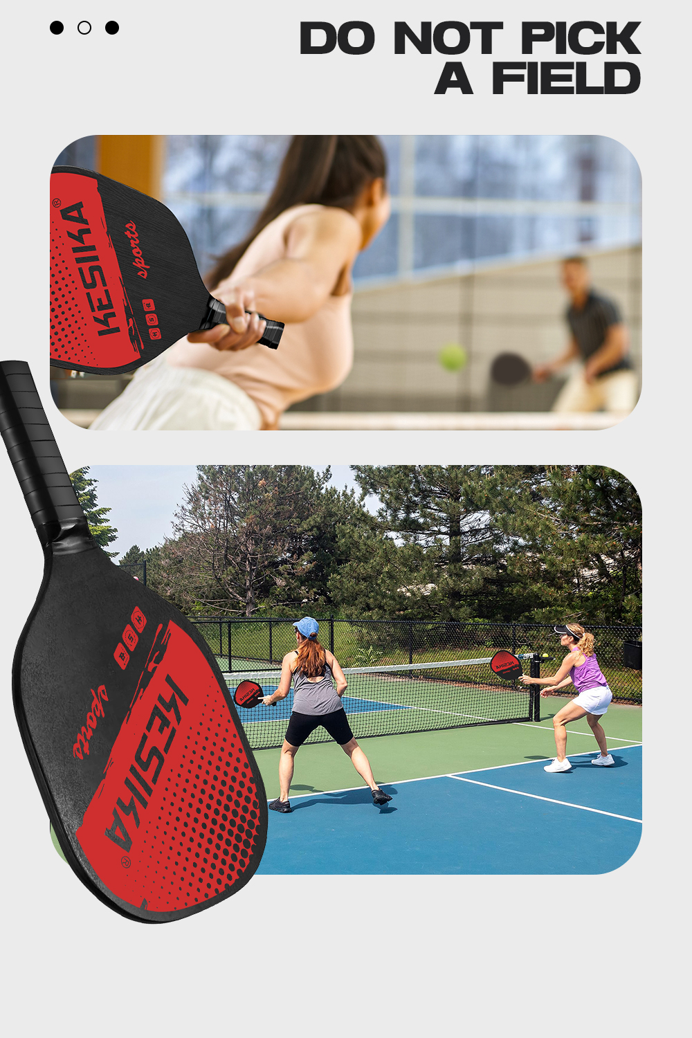 Pickleball Paddle Durable Wooden Pickleball Rackets Set of 2 Rackets ...