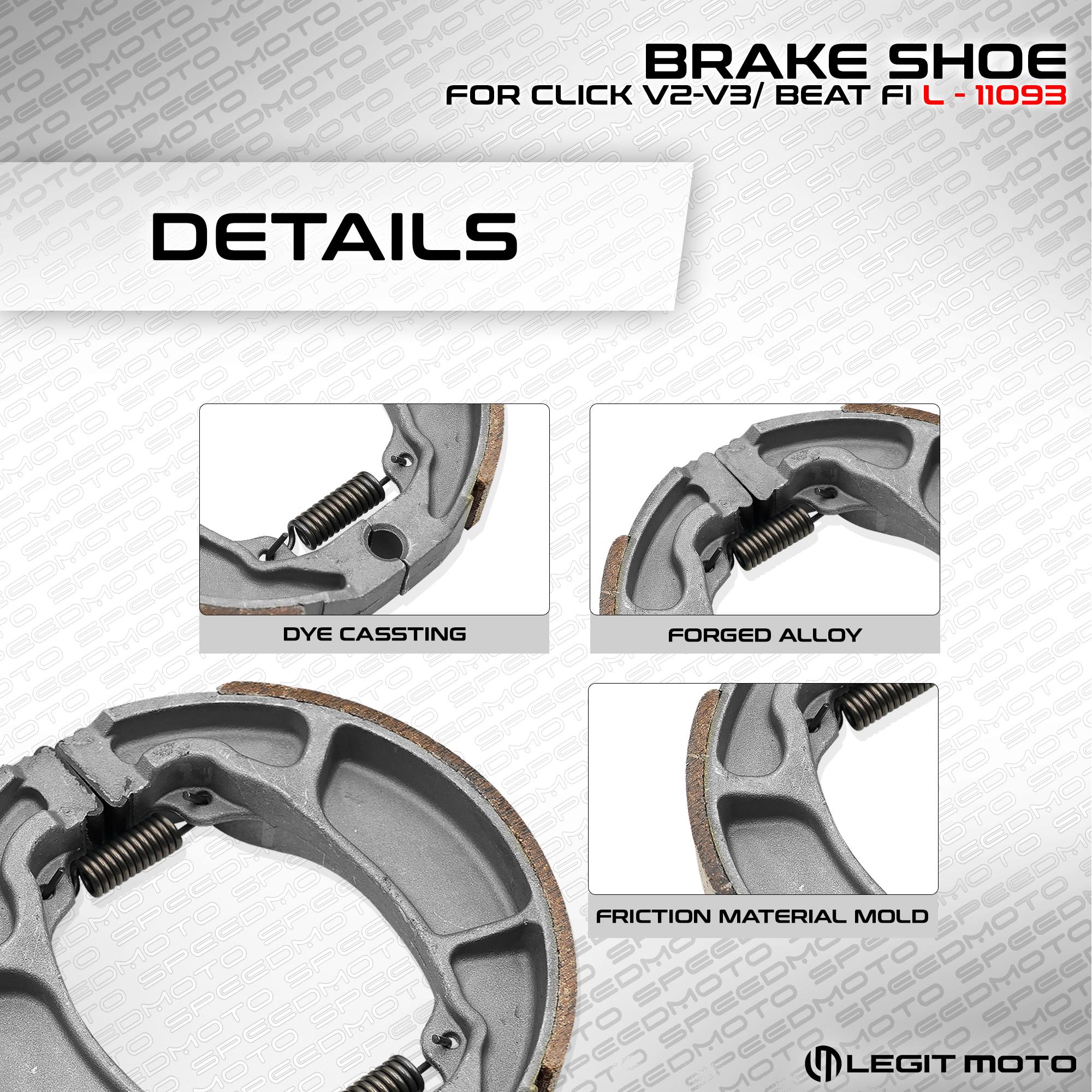 LEGITMOTO REAR BRAKE SHOE SET FOR CLICK V2 V3 / BEAT FI V2 V3 L-11093 ...