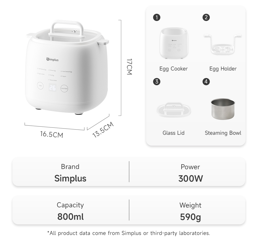 Simplus Egg Cooker Multifunctional Egg Cooker 7 Modes 24h Timer Touch ...