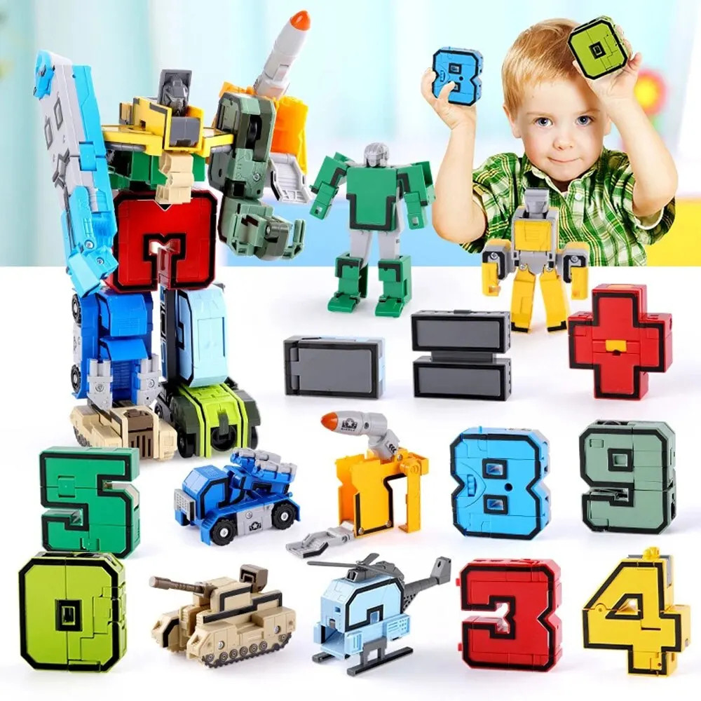 Timi Number Deformation Robot Toys, Assemble Building Blocks Kits ...
