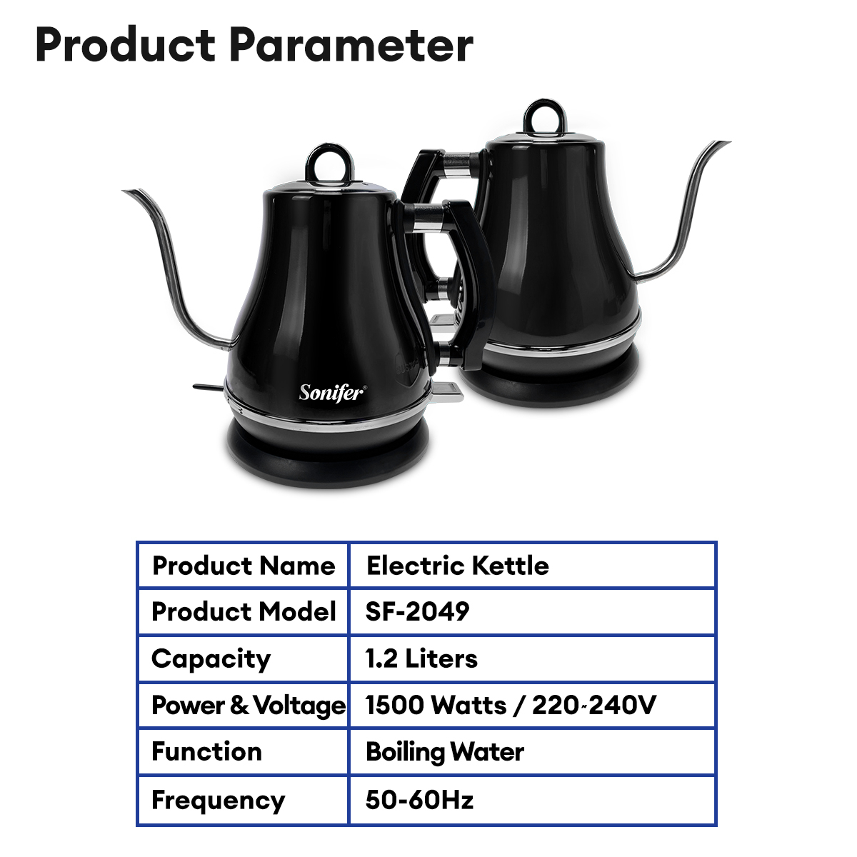 Sonifer Electric Gooseneck Kettle Pour-Over Coffee Tea Pot