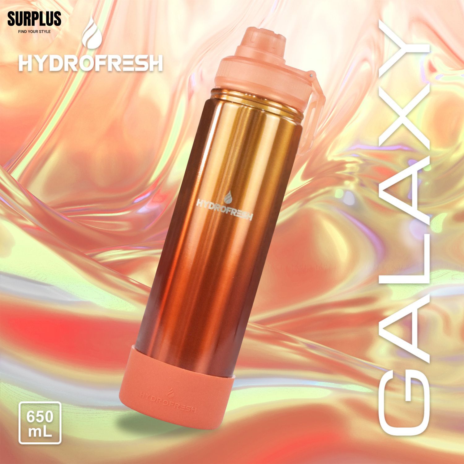 Surplus Hydrofresh Flask Glossy Metallic With Sporty Handle 650mL with ...