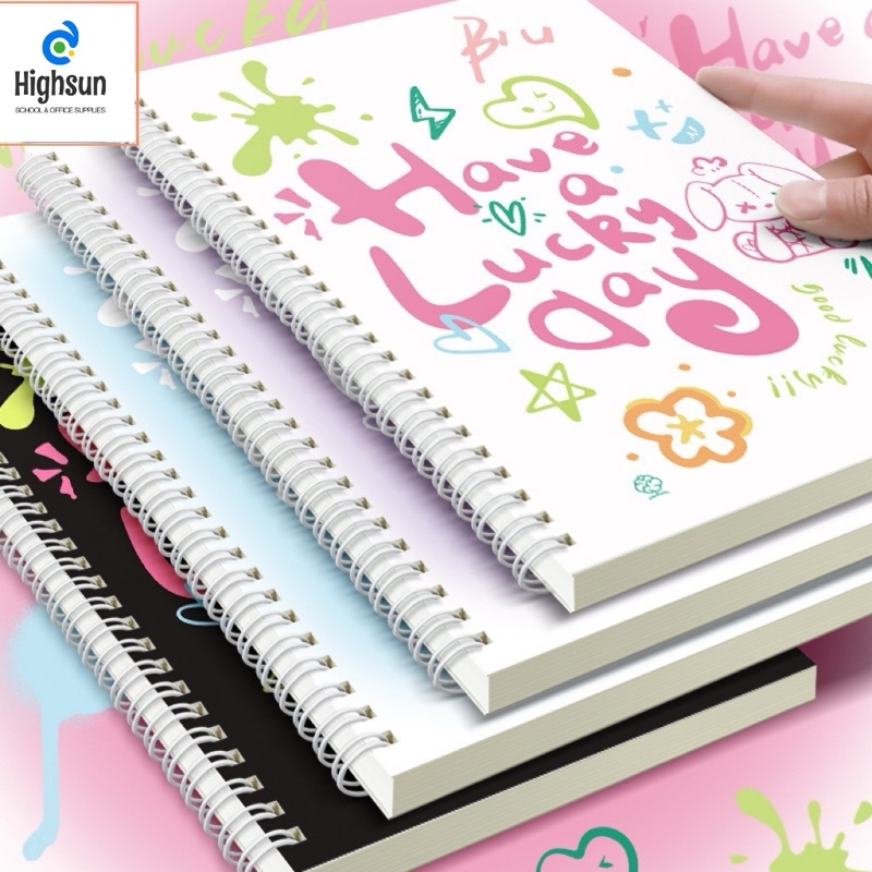 A5 Spiral HAVE A LUCKY DAY Aesthetic Notebook Line Writing Notebooks ...