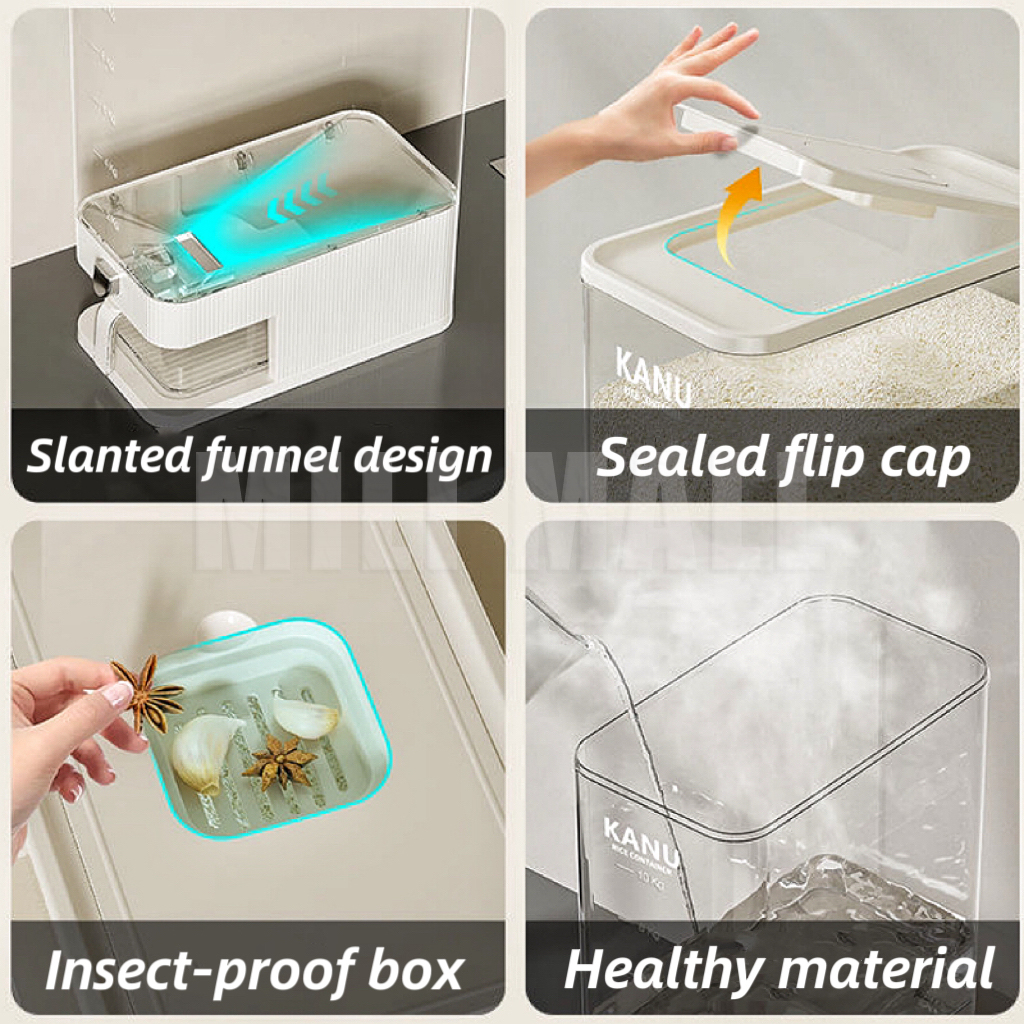 MILI Automatic Rice Dispenser With Measuring Cup Sealed Insect Proof ...