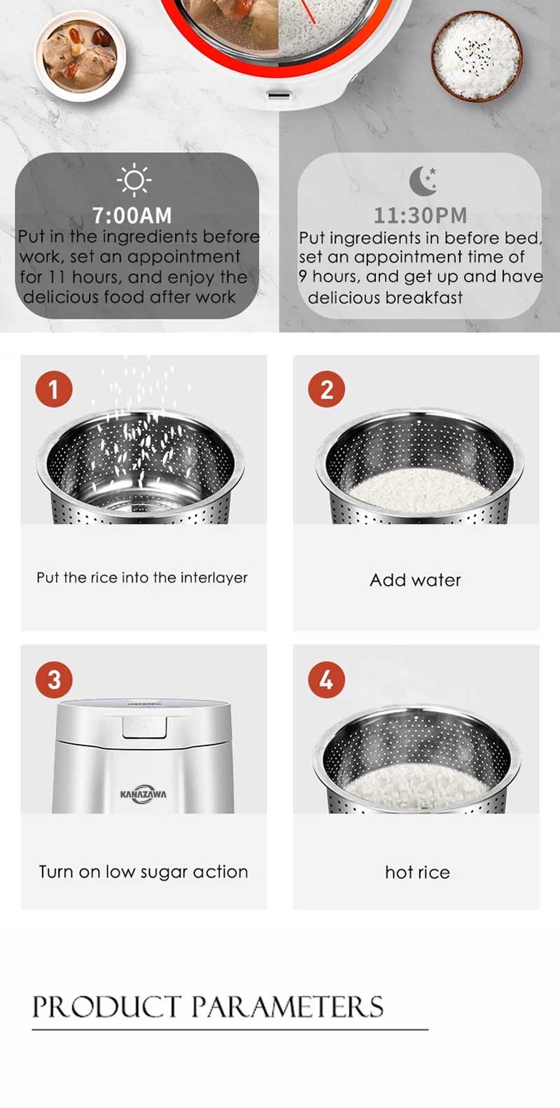 KANAZAWA Original 5L Low-sugar Desugar Rice Cooker Mulitfunctional ...