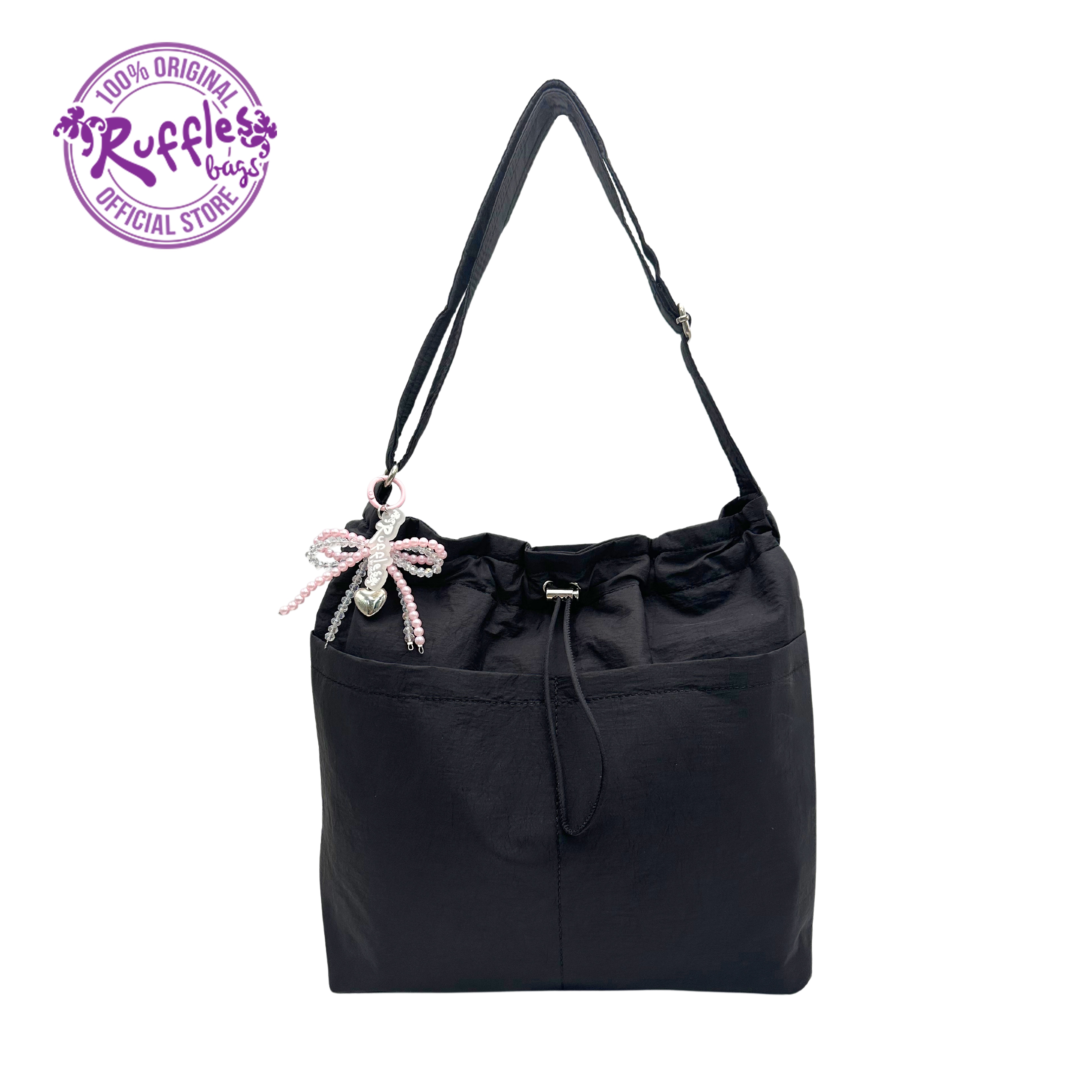 Ruffles Bags Louise 2-Way Crossbody Bucket Bag/Shoulder Bag (Black ...