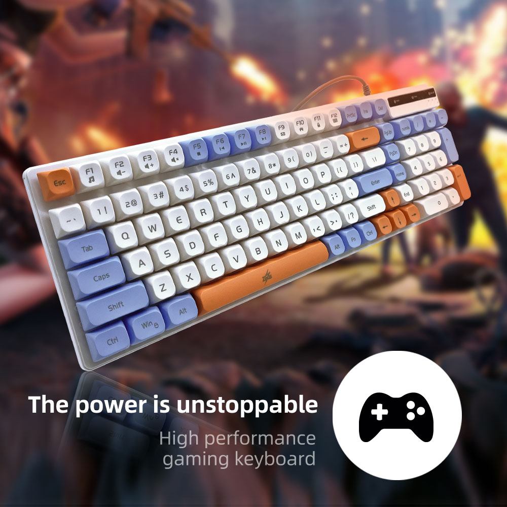 Zeus K-19 Wired Membrane Gaming Keyboard 98 Keys 3 Spell Color Matching ...