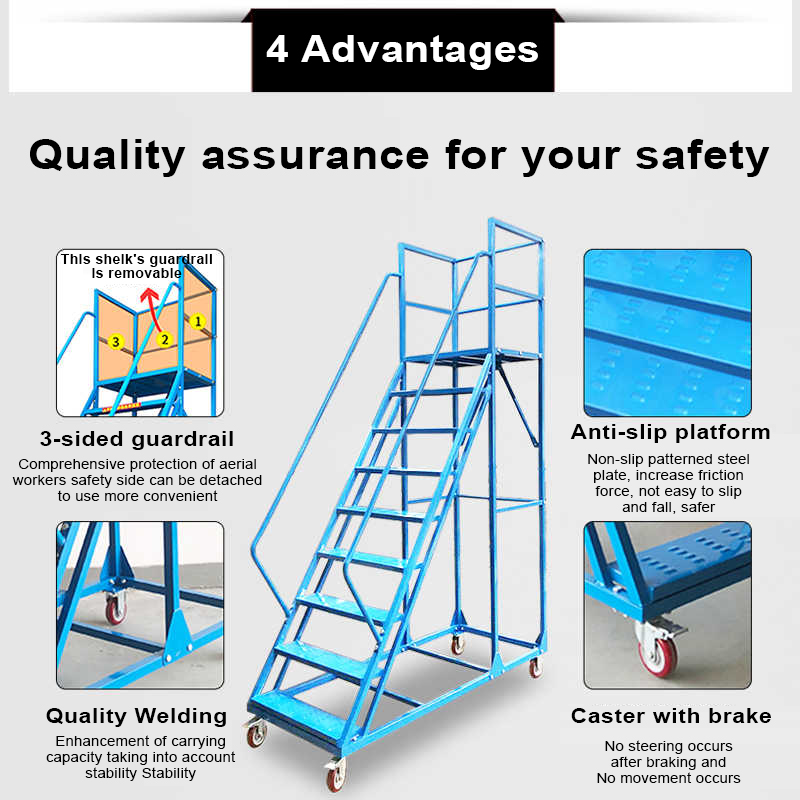 Supermarket warehouse climbing ladder, warehouse mobile platform ...