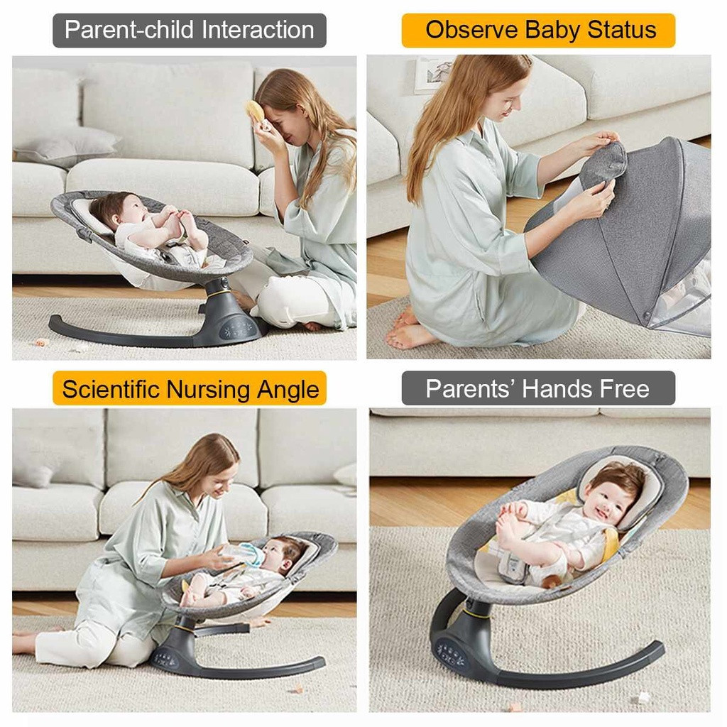 Baby Electric Rocking Chair Smart Bluetooth Music Cradle Foldable Anti ...