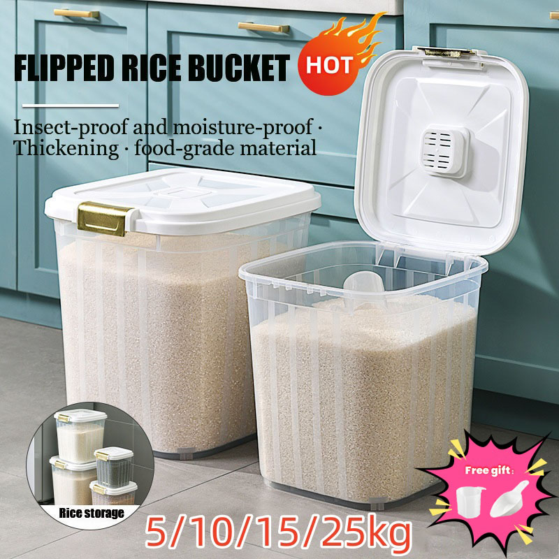 Rice dispenser 25kg big capacity rice storage container with wheel pp ...
