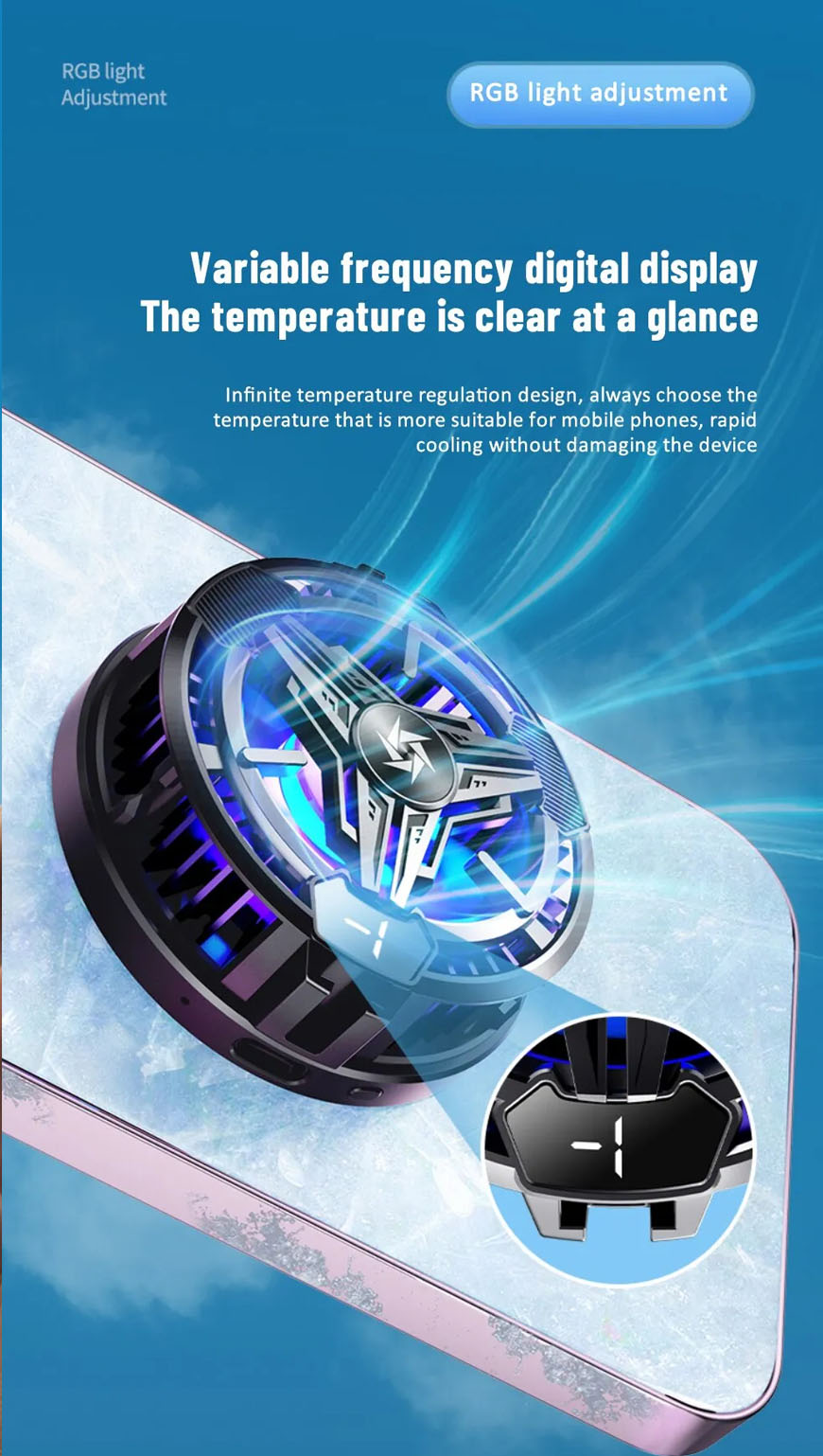 10W Radiator Phone Cooler Strong Magnetic Cooling Fan for Phone Tablet ...