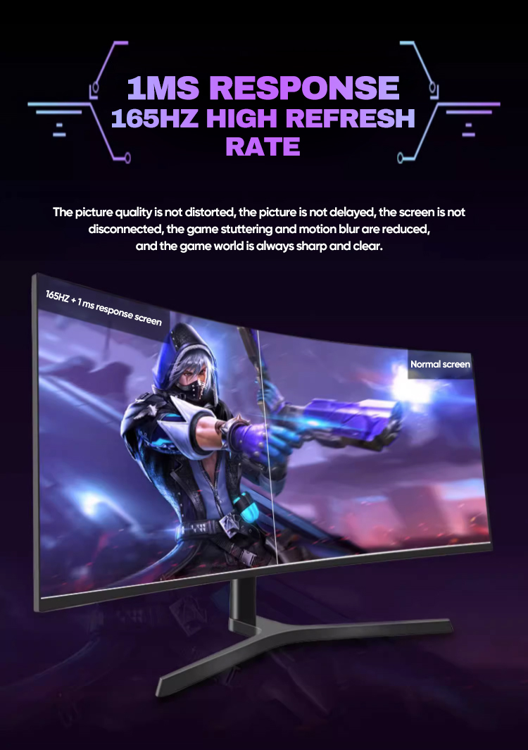 【3 Years Warranty】AJVXI 34 inch curved gaming monitor 1ms&180Hz ...