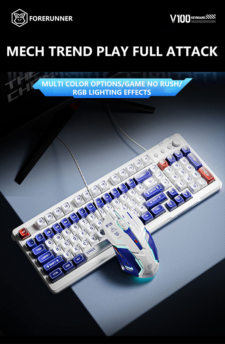 EWEADN v100 98keys wired keyboard mecha style mechanical feel color ...
