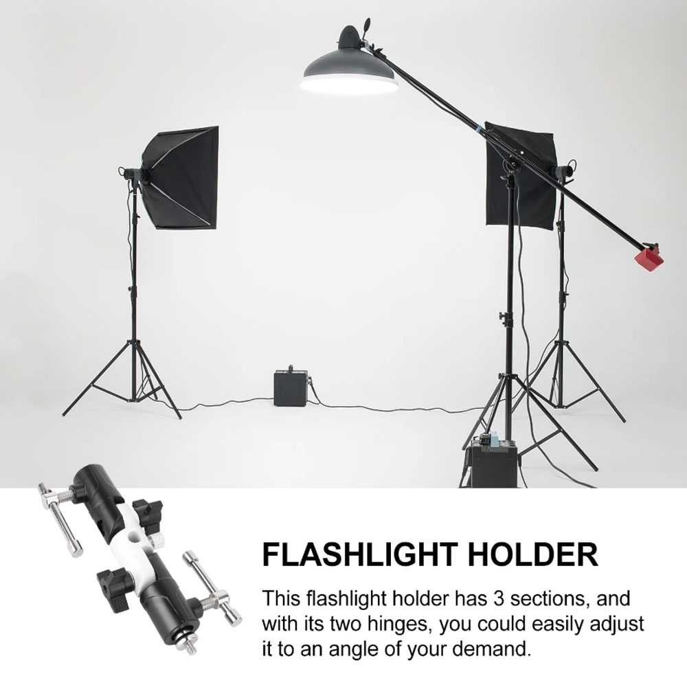 Pxel U-Shape Light Stand Bracket with Cold Shoe Mount & Umbrella Holder ...