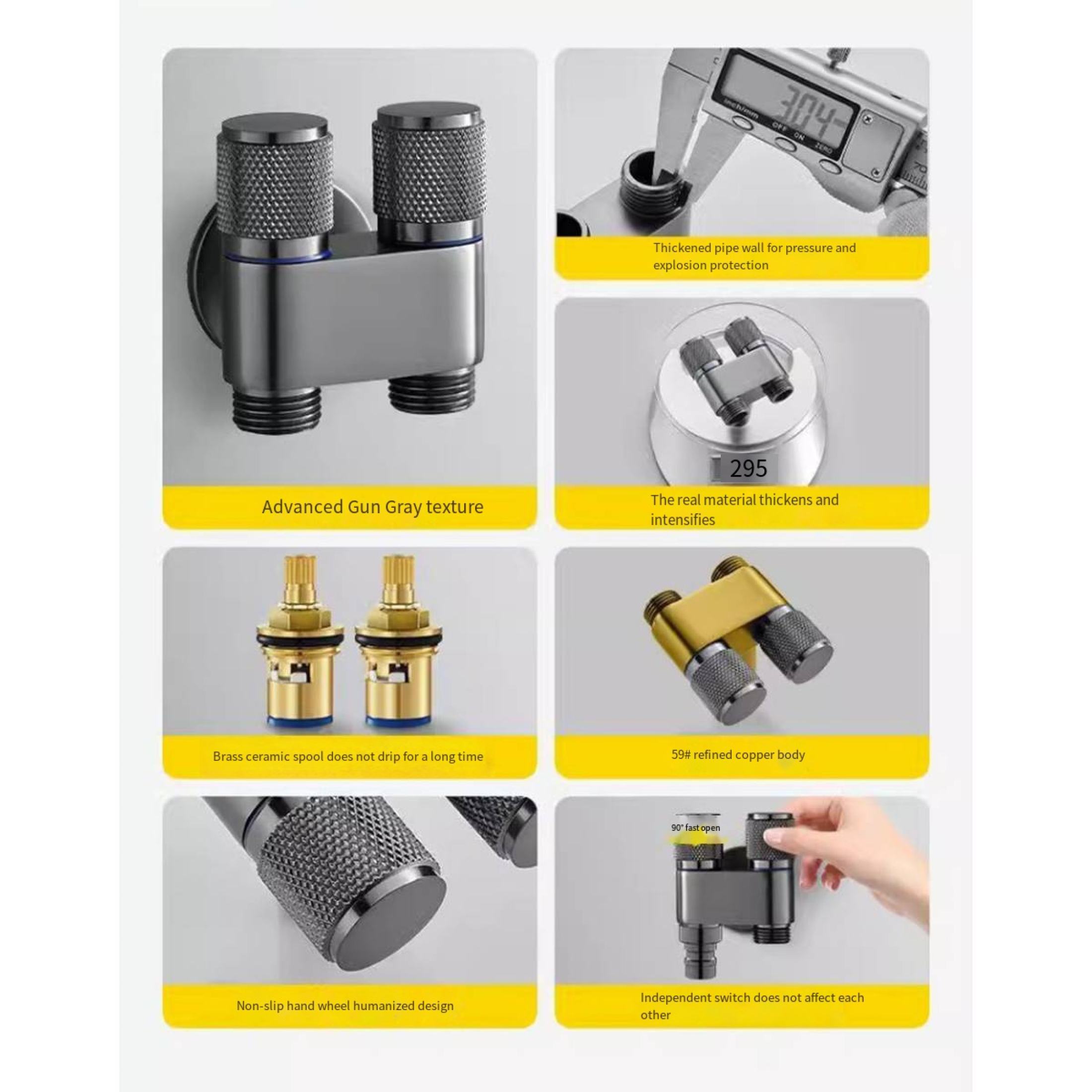 304 Stainless Steel Multi-Function Faucet Standard Spout Two Way Angle ...