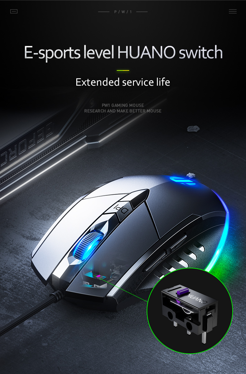 Inphic W1 6Keys Wired Gaming Mouse RGB Macro Programmable Ergonomic ...
