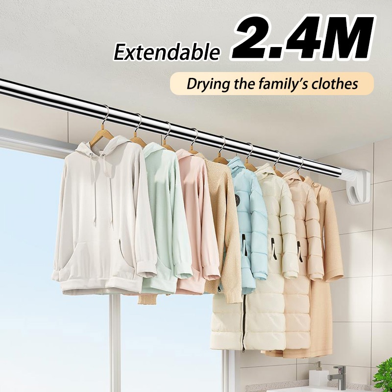 280CM Shower Curtain Rod Multifunctional Sampayan Stainless Steel ...