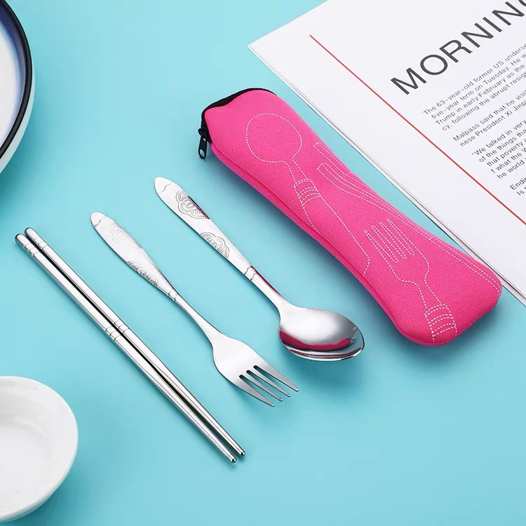 Pouches Storage Spoon Fork Chopsticks Set Portable Tableware Spoon Set ...