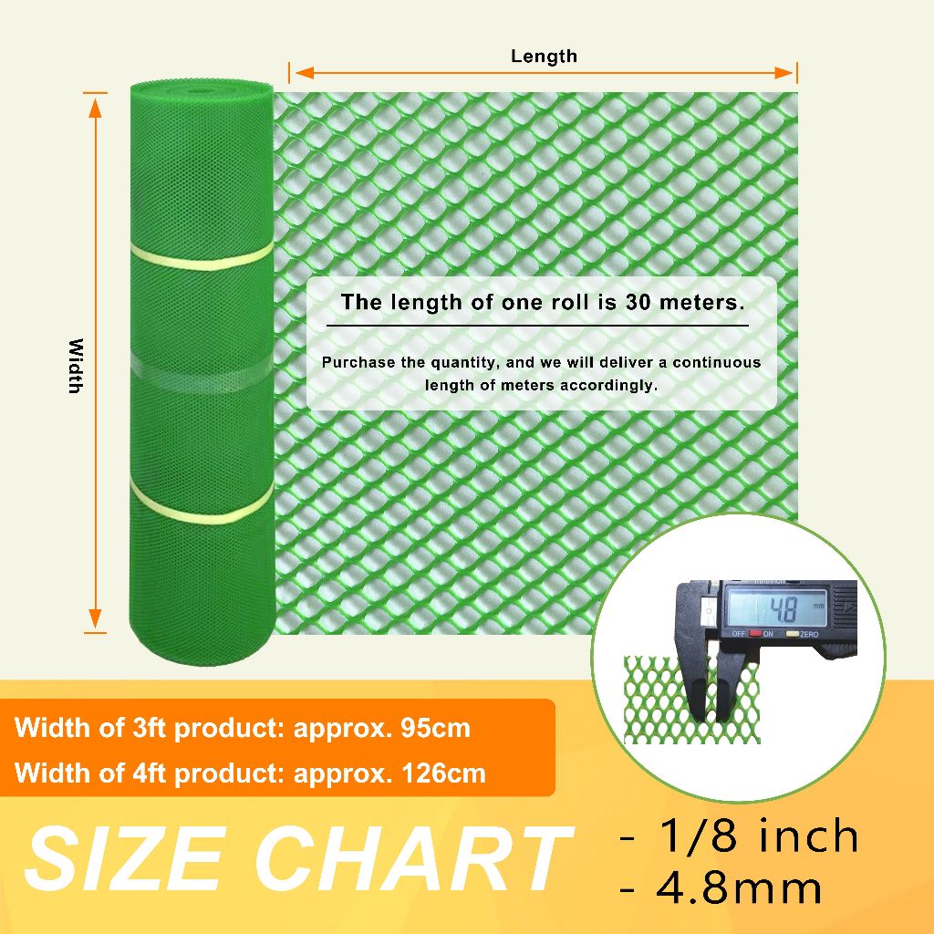 1 Roll of 1/8 Inch Green Plastic Screen Net Chicken Fence for Gardening ...