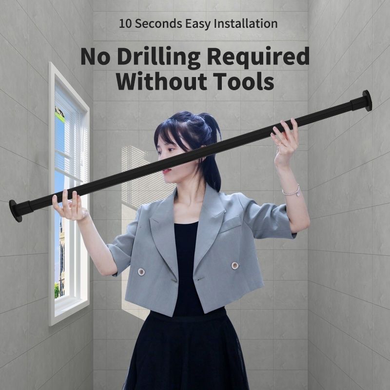 [Punch-free]Extendable Shower Rod Adjustable Curtain Shower Rod for ...