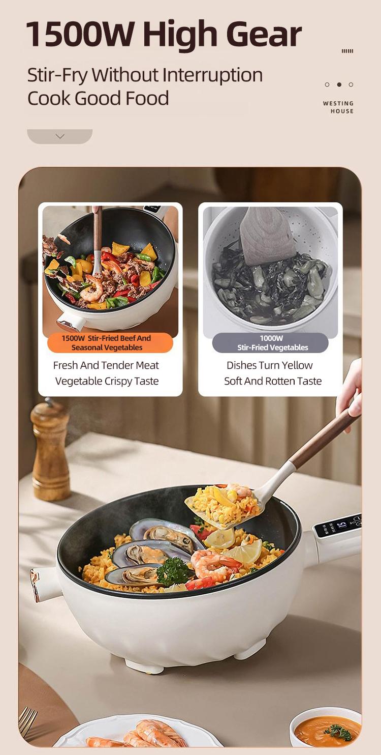 1500W 5.5L Electric Frying Pan All-In-One Cooking Pot Elecrtic Cooker ...
