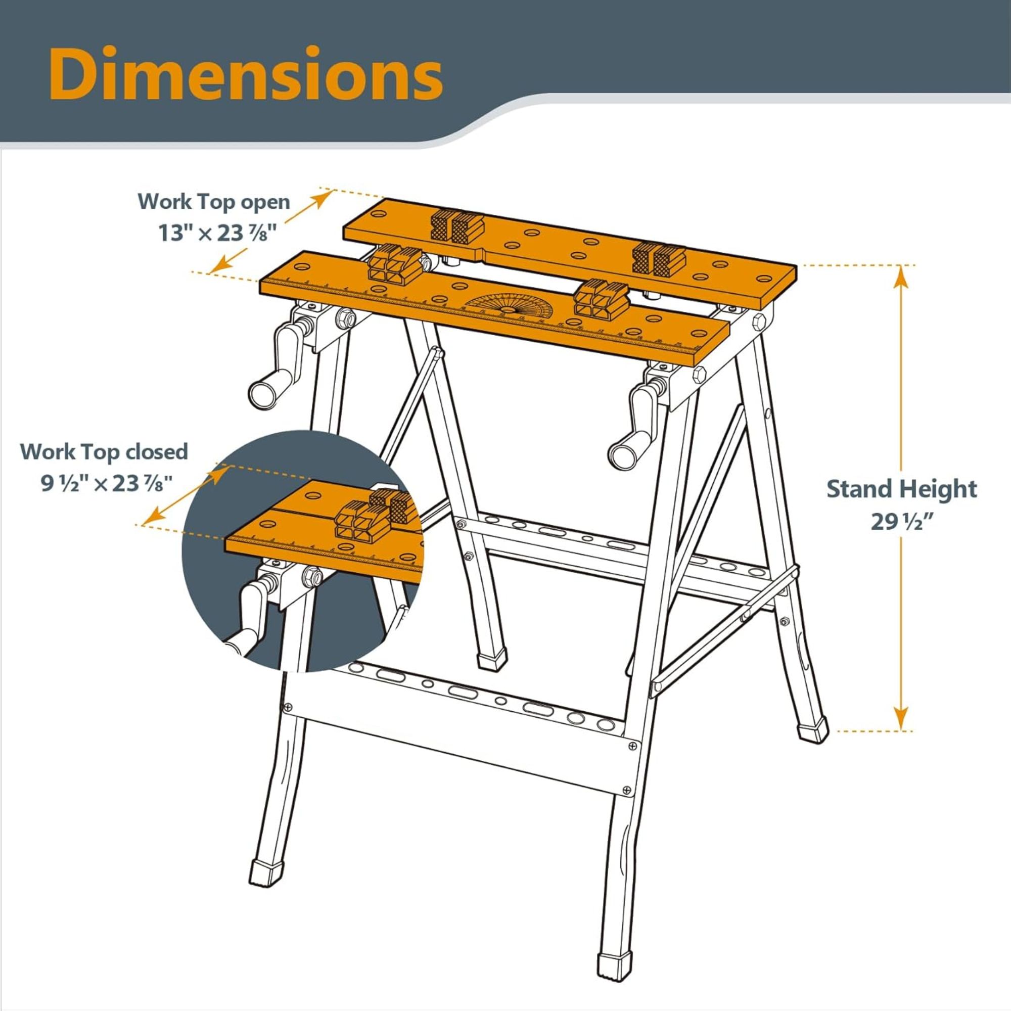 DuraClamp Portable Workbench | Small Folding Worktable w Vise, Ruler ...