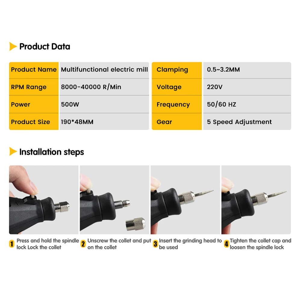 7Pcs/set 220V Electric Mini Grinder Tool Set Rotary Grinder DIY Drill ...