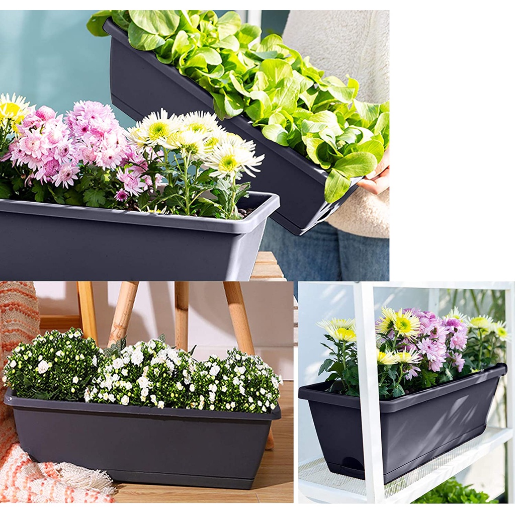 Plastic Flower Pot Planting Vegetable Basin Rectangular Long Flower Pot ...
