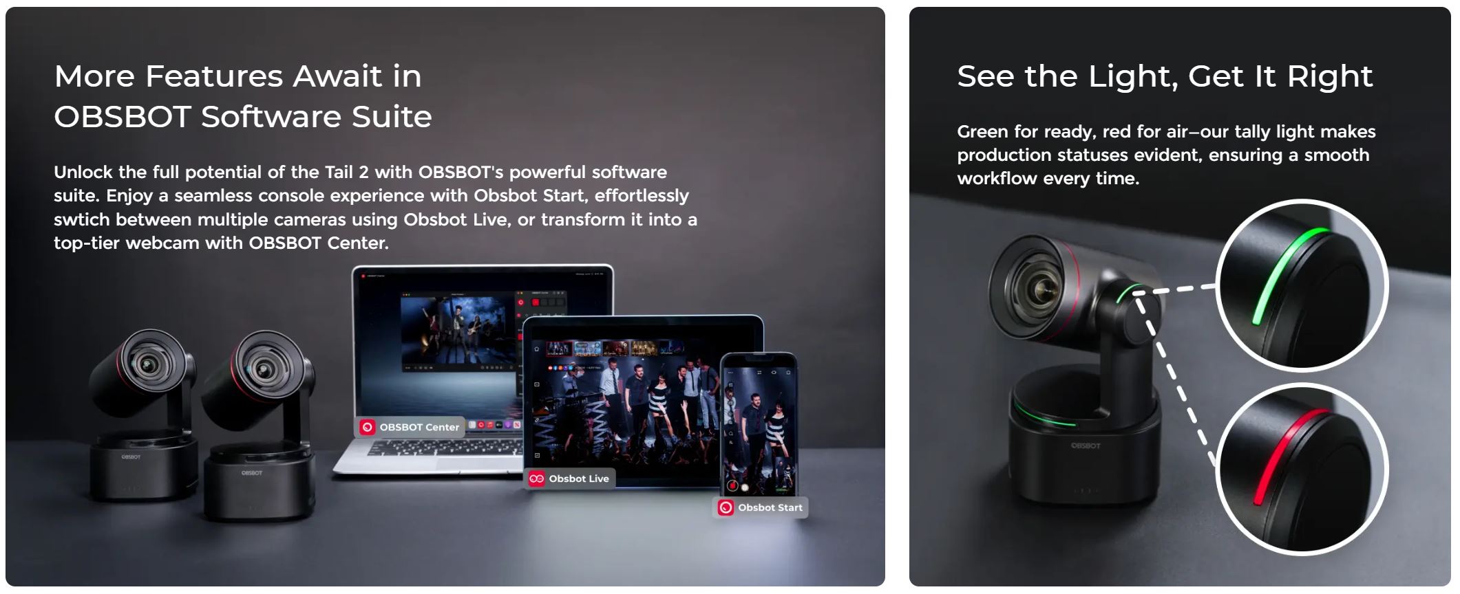 OBSBOT Tail 2 AI-Powered 4K PTZR Streaming Camera with Intelligent Auto ...