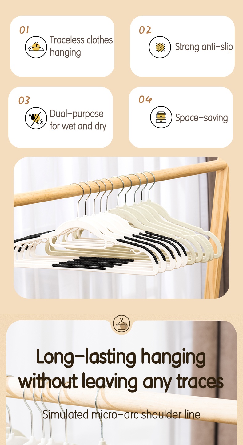 Deli Vusign 5/10PCS Cloth Hangers Coat Hanger Flocking Rack Non-slip ...