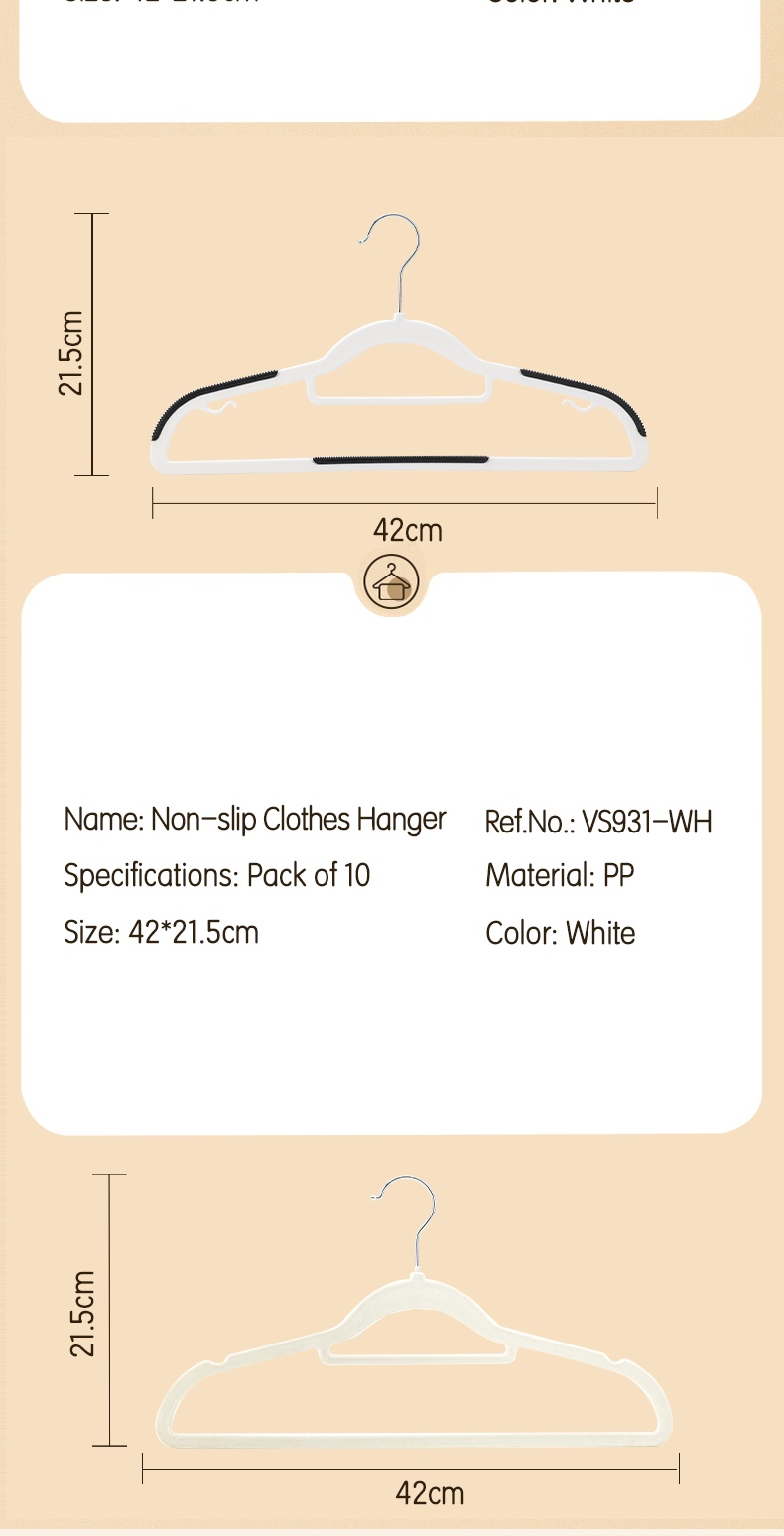 Deli Vusign 5/10PCS Cloth Hangers Coat Hanger Flocking Rack Non-slip ...