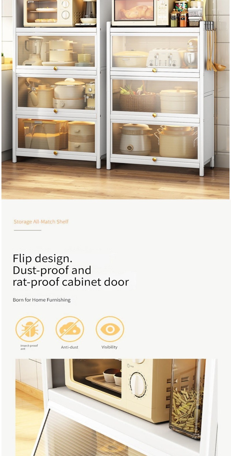 Kitchen Rack Multi-Function Dustproof Storage Rack Dish Rack with ...