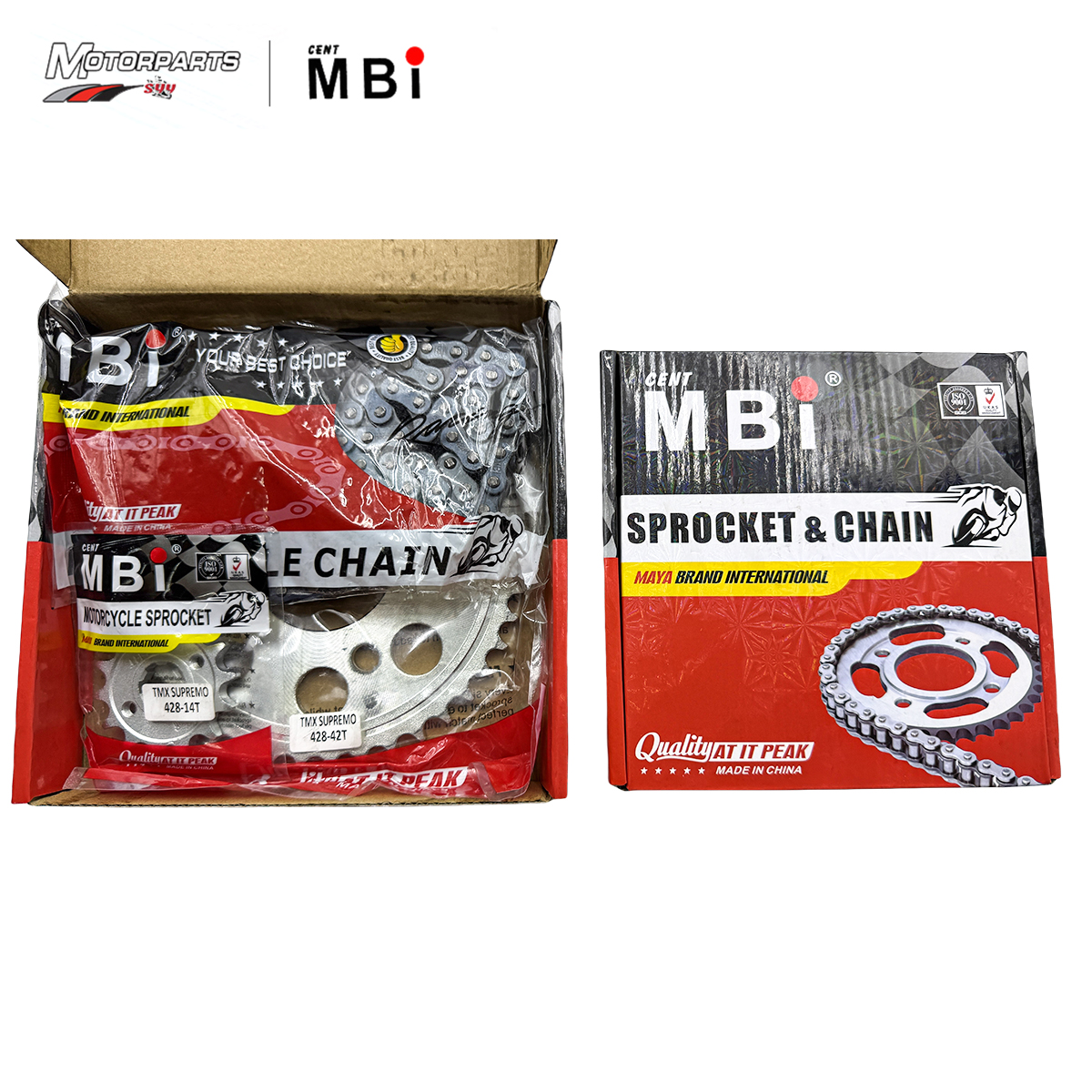MBI Motorcycle Sprocket and Chain Set for BARAKO, XRM, TMX SUPREMO ...