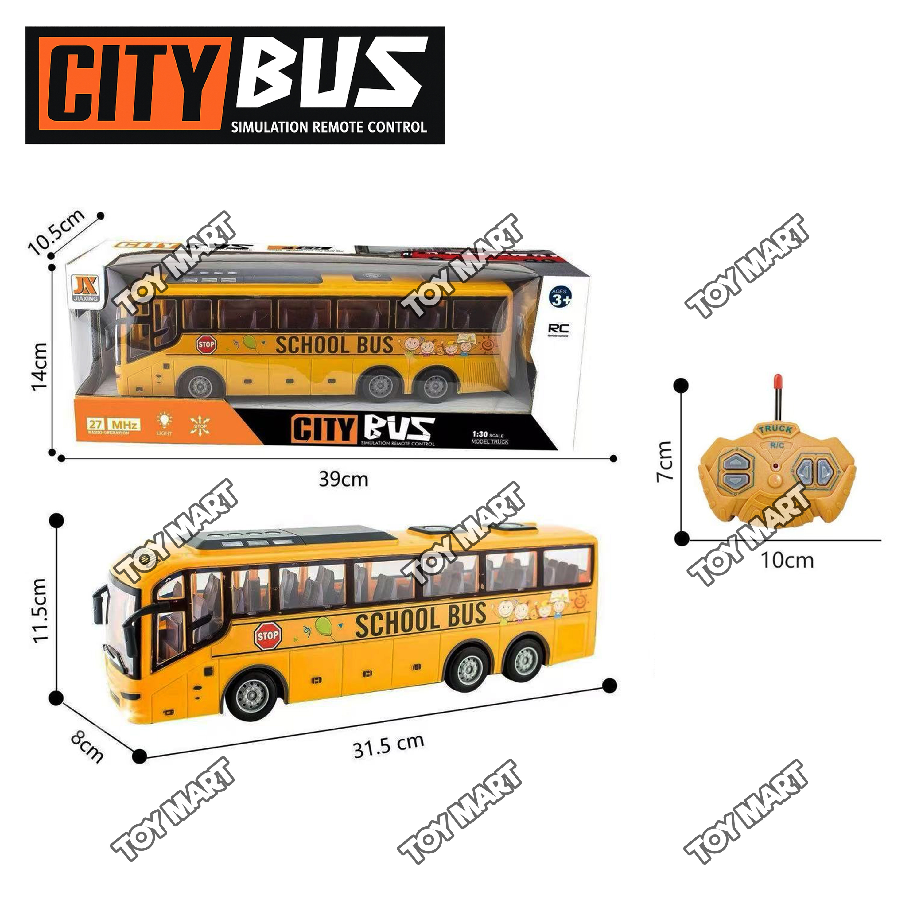 Remote Control 1:30 Scale School Bus City Bus Toy Set 27MHz with Light ...
