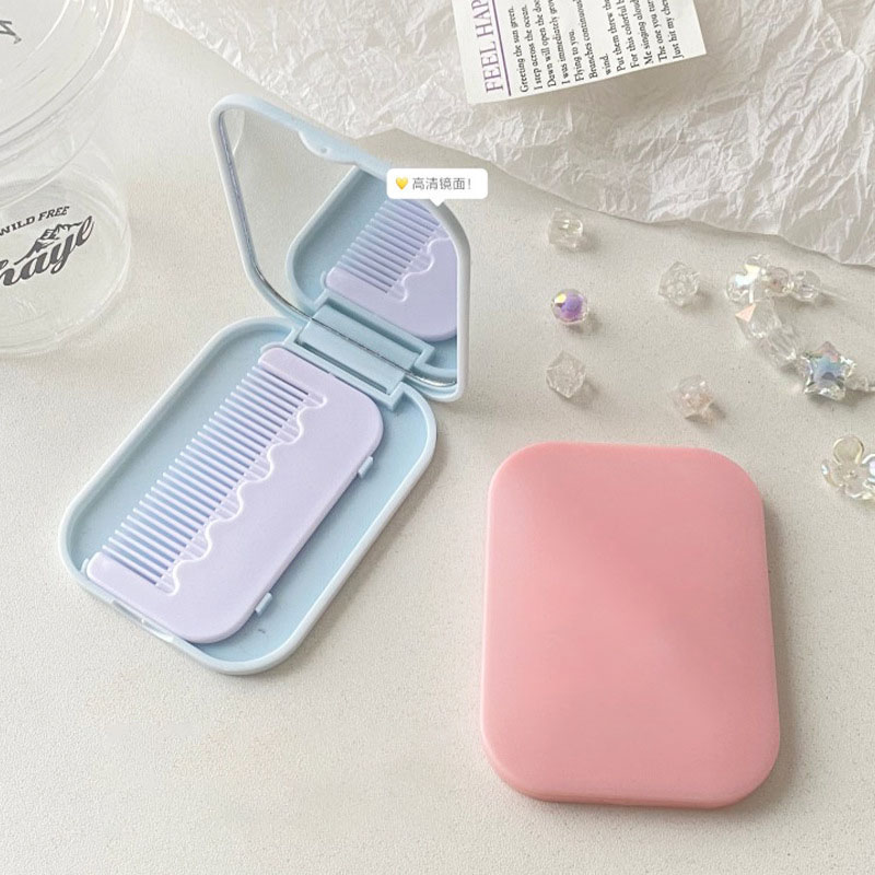 HD makeup mirror + small comb 2 in 1 foldable portable mirror exquisite ...
