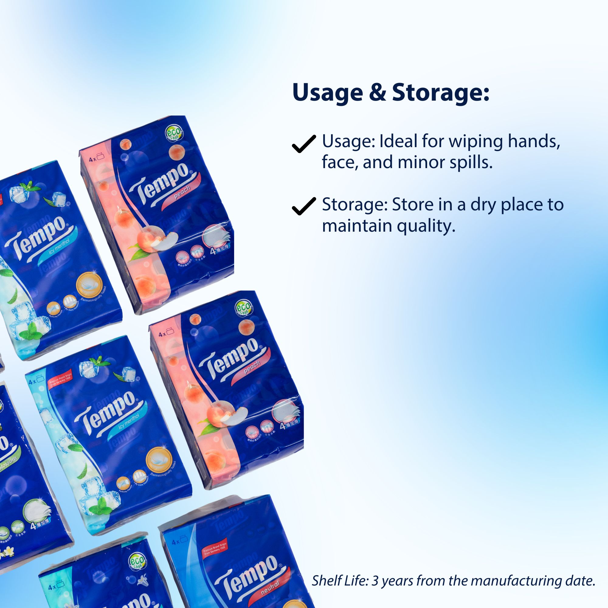Tempo Softpack Icy Menthol Facial Tissue (4-Ply, 4 Packs x 90 Sheets ...