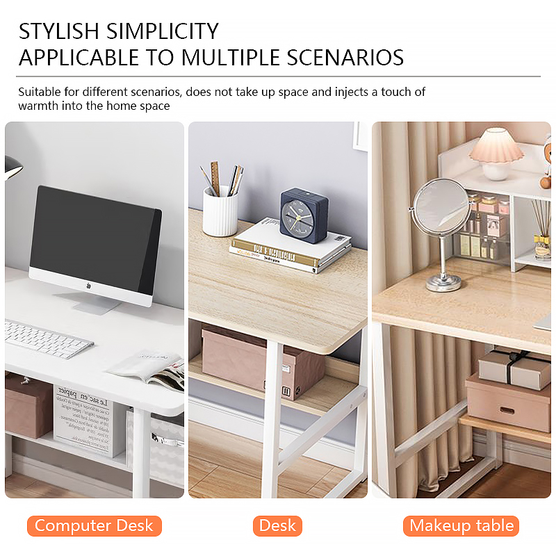 Wooden Study Table PC Desk with Rack Bookshelves,Computer Work Table ...