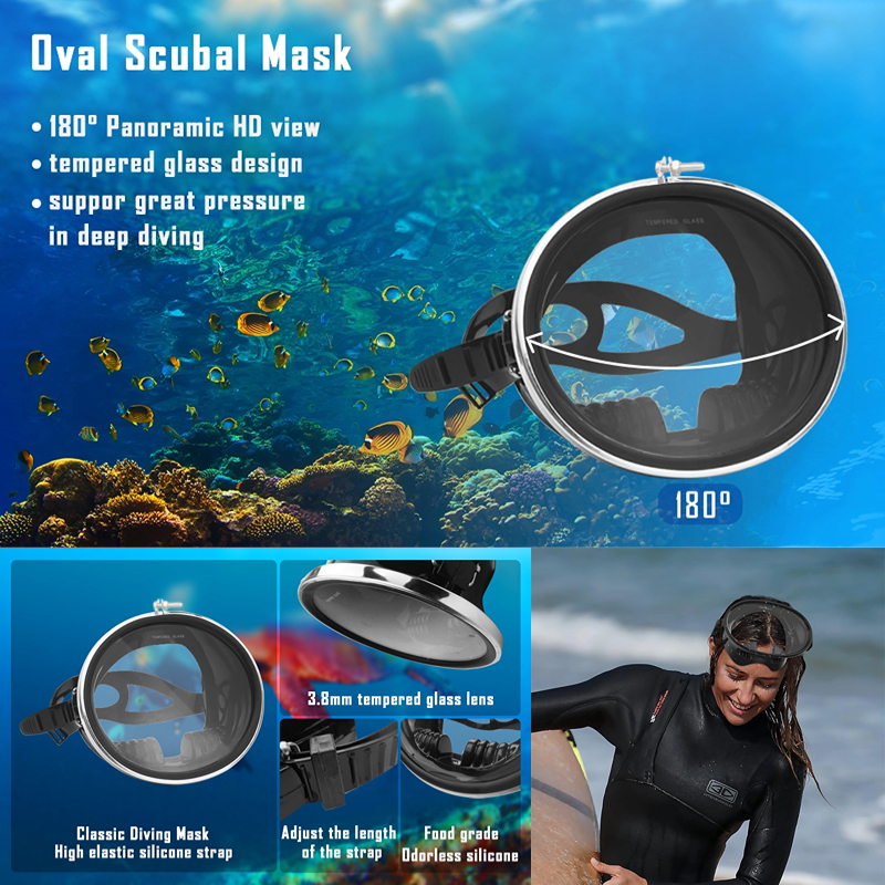DIVI Snorkeling Set for Adult Snorkel Set Diving Mask with Snorkel Wide ...