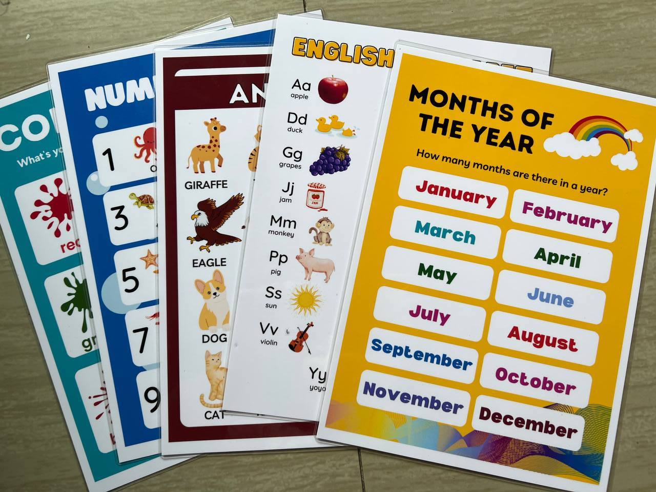 BUNDLE OF 5 Educational learning materials for kids Laminated A4 Size ...