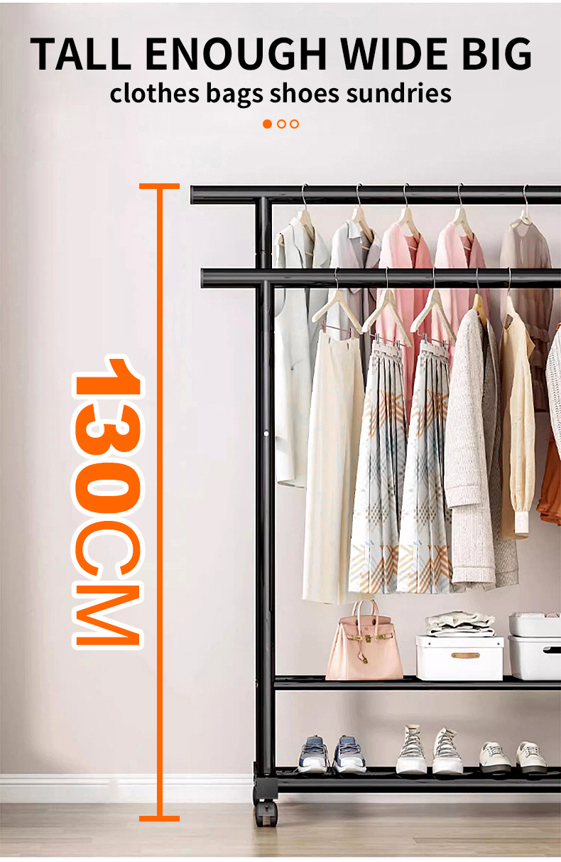 Floor-mounted drying rack Wheeled Double rod drying rack Indoor and ...
