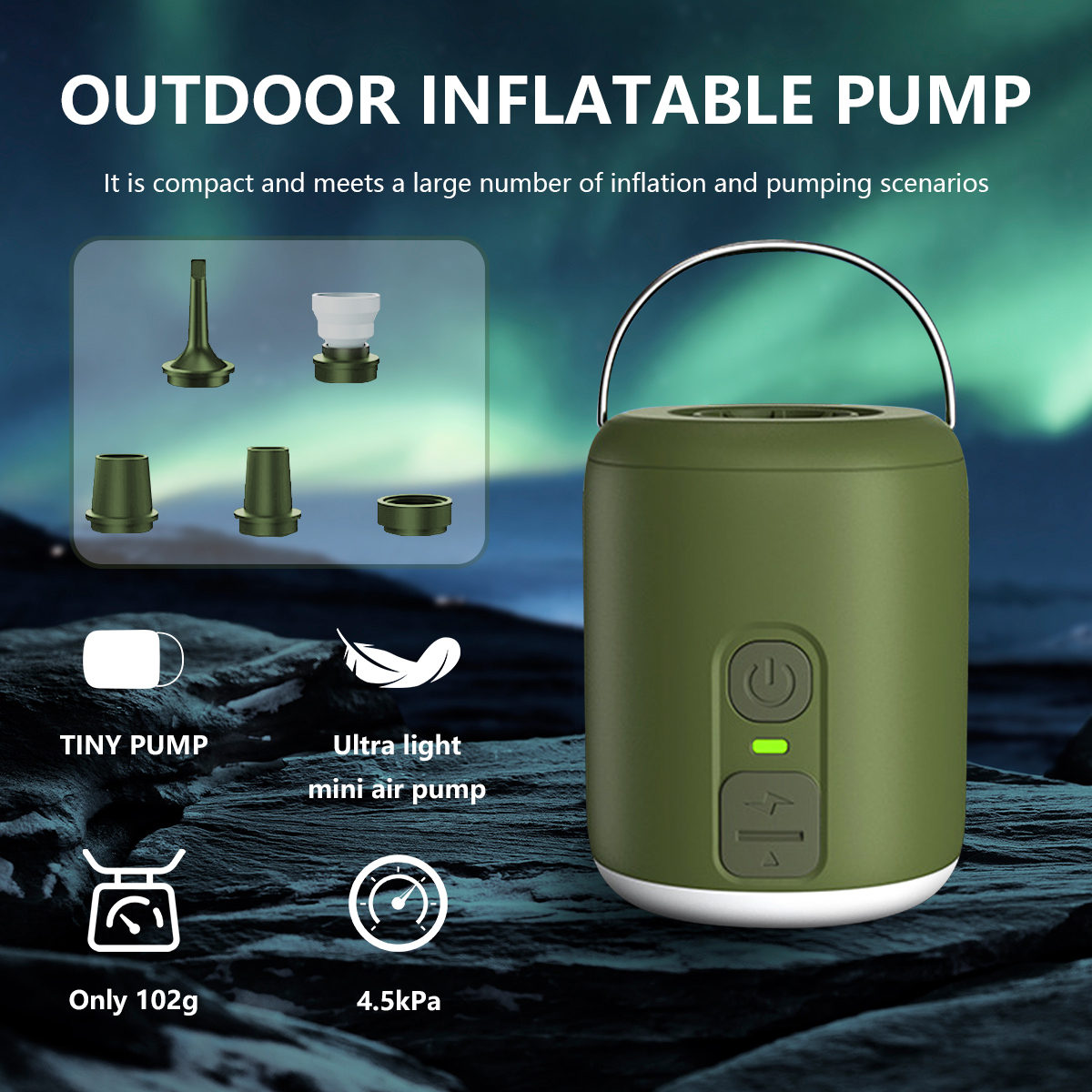 【Only 102g】 Portable Electric Air Pump With Light USB Rechargeable ...