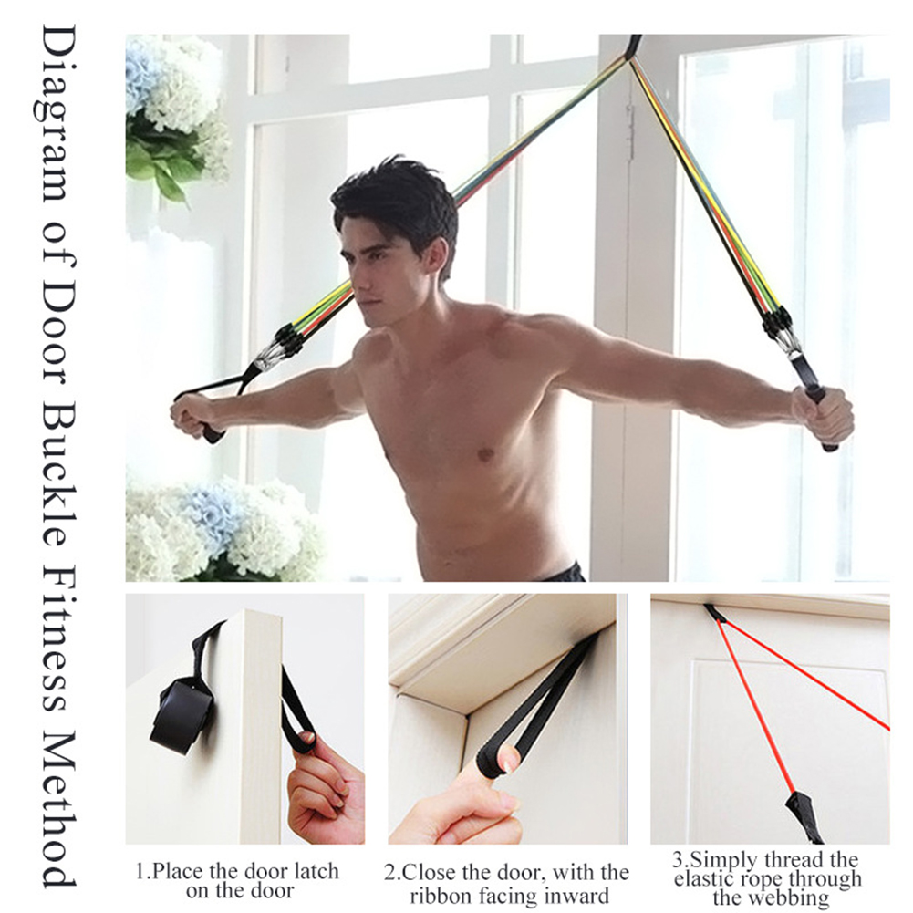 11 piece fitness tension rope set with adjustable elastic rope for ...