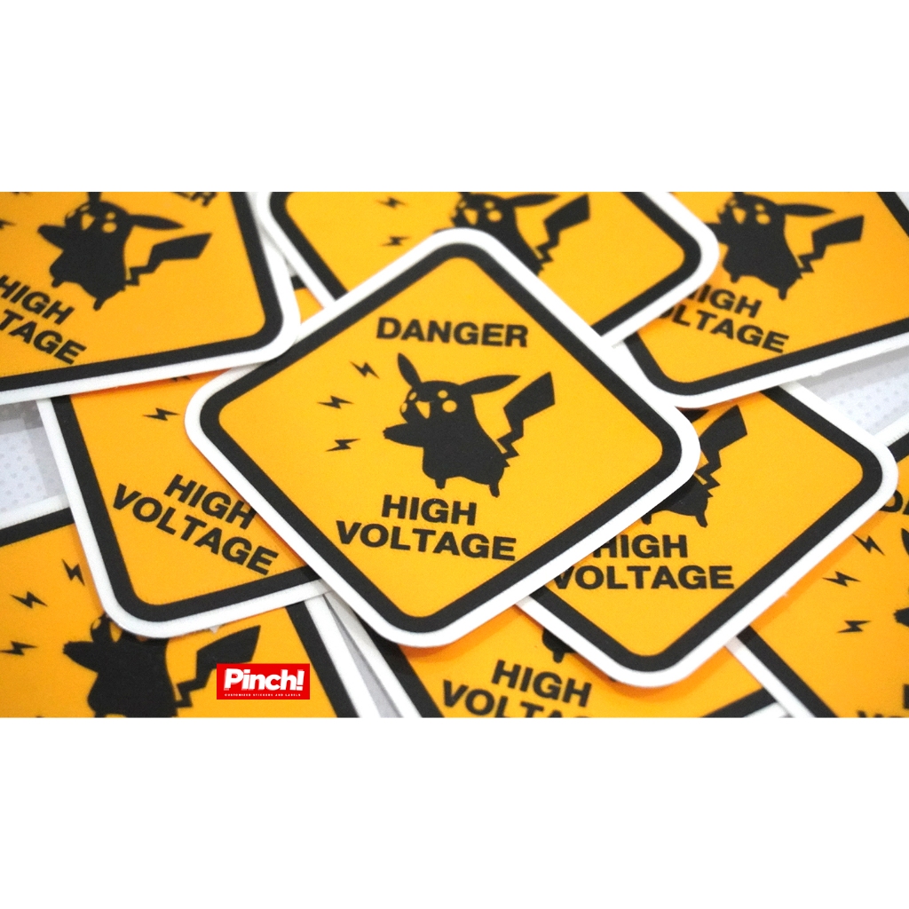 Pokemon Sticker Sign! - Pikachu Danger High Voltage 4pcs | Shopee ...